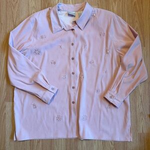 Embroidered Light Pink Button-Down Shirt